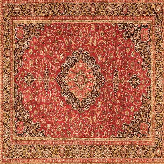 Ahgly Company Indoor Square Persian Orange Traditional Area Rugs, 3' Square