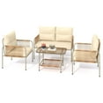 thumbnail image 6 of 4 Pieces Patio Furniture Set, Wicker Outdoor Conversation Set, All-Weather Rattan Bistro Set with Loveseat Set, Glass Side Table and Cushions for Backyard, Balcony, Deck - Beige, 6 of 7