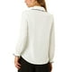 thumbnail image 3 of Camisas de trabajo para mujer con cuello Peter Pan y volantes, botón hacia arriba, color blanco, 3 of 8