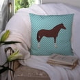 thumbnail image 3 of English Thoroughbred Horse Animal Art Checkboard Design Fabric Decorative Pillow, 3 of 4