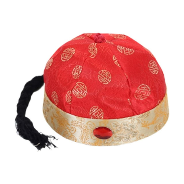 Sombrero oriental chino, juego de rol, sombrero de emperador para carnaval, cosplay, espectáculo de disfraces Rojo 54cm