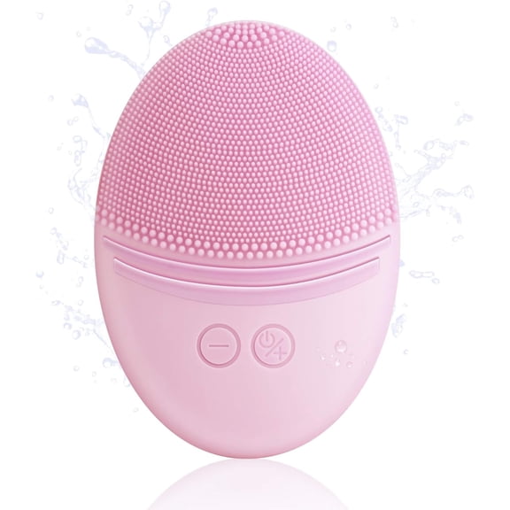Facial Cleansing Brush Made with Ultra Hygienic Soft Silicone, Waterproof Sonic Vibrating Face Brush for Deep Cleansing, Gentle Massaging, Inductive Charging (Pink)1 Pack 5 Speed Settings