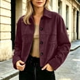 thumbnail image 2 of GUACER Womens Faux Suede Jackets Trendy Button Down Collared Shacket Casual Lightweight Cropped Jackets with Pockets, 2 of 6
