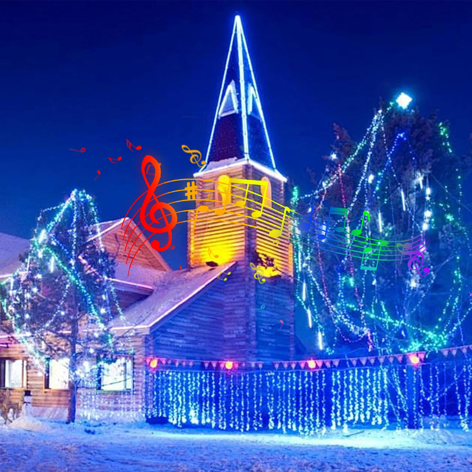 LAMPHOME 33ft Music Christmas Mini Lights,100 LED Fairy Starry String Light Plug in for Indoor Outdoor Xmas Tree Wedding Party Decoration (Blue)