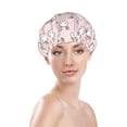 thumbnail image 3 of Kdxio Cute Rabbit Print Shower Cap for Women,Elastic and Reusable,Double Waterproof Layers Bathing Hat, 3 of 9