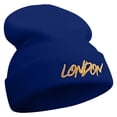 thumbnail image 4 of London Script Embroidered 12 Inch Long Knitted Beanie - Royal OSFM, 4 of 5