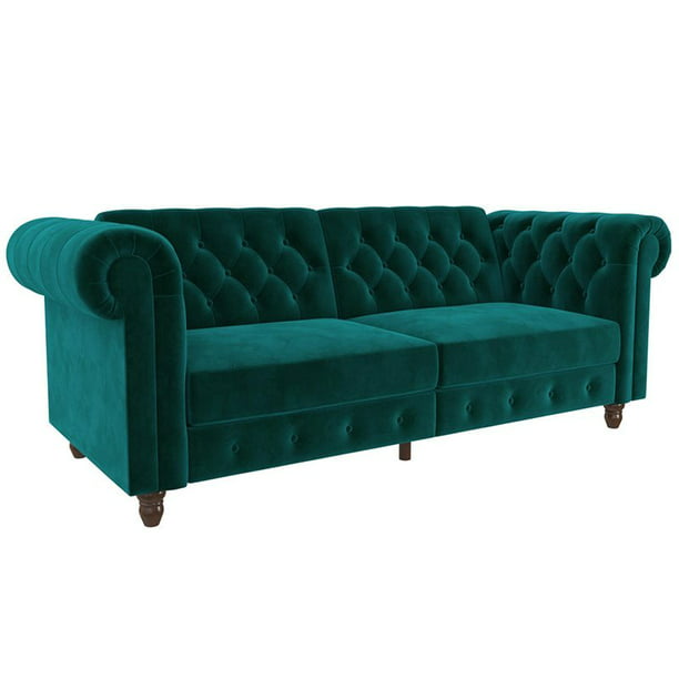 Dhp Furini Tufted Sleeper Sofa In Green, Green Tufted Sofa
