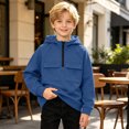 thumbnail image 6 of ITSAME Boys Half Zip Fleece Hoodie Pullover Long Sleeve Loose Fit Casual Fashion Sweatshirt with Chest Pockets Size 6, 6 of 9