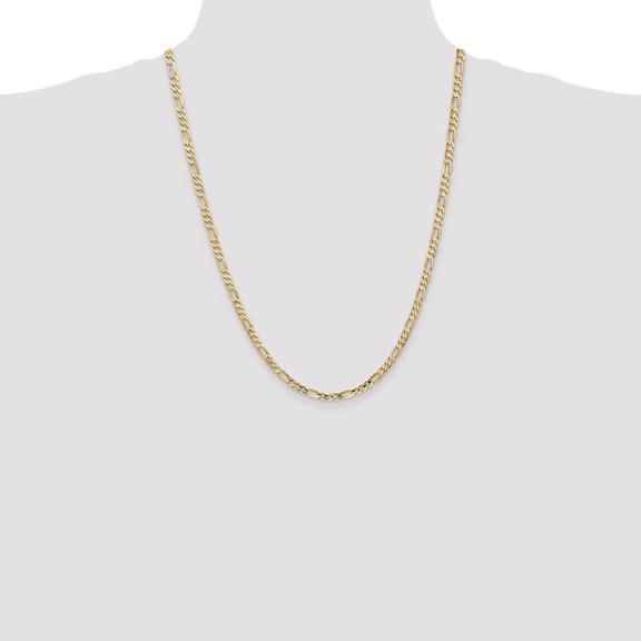 Diamond2Deal 14K Yellow Gold 4mm Concave Open Figaro Chain Necklace for Men 24"