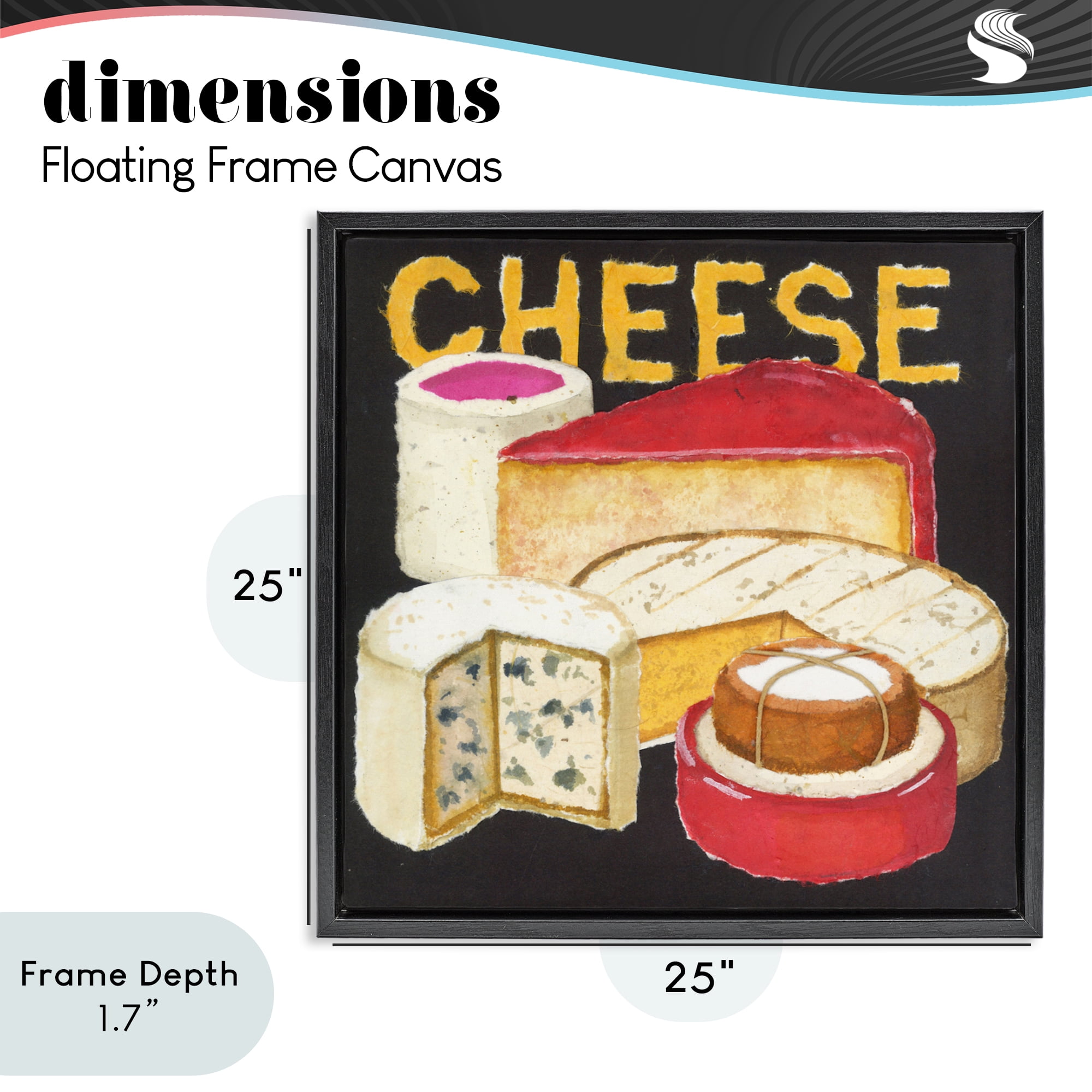 Stupell Industries Assorted Cheese Wheels Black Framed Floater Canvas Wall Art, design by Nancy Overton