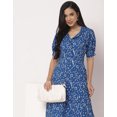 thumbnail image 5 of Moomaya Women's Printed Lapel Collar Dress Puff Sleeves Knee Dress With Pockets, 5 of 8