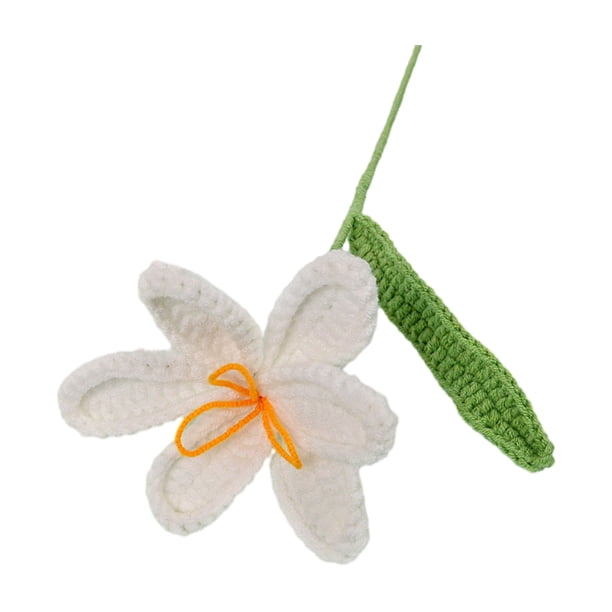 Tulipán de ganchillo con tallo y hoja, adorno floral de hilo para tejer a mano, regalo para el Día de la Madre, cumpleaños y Navidad.
