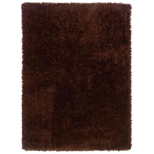 Linon Copenhagen Shag Hand Tufted Microfiber Polyester 1'10"x2'10" Rug in Brown