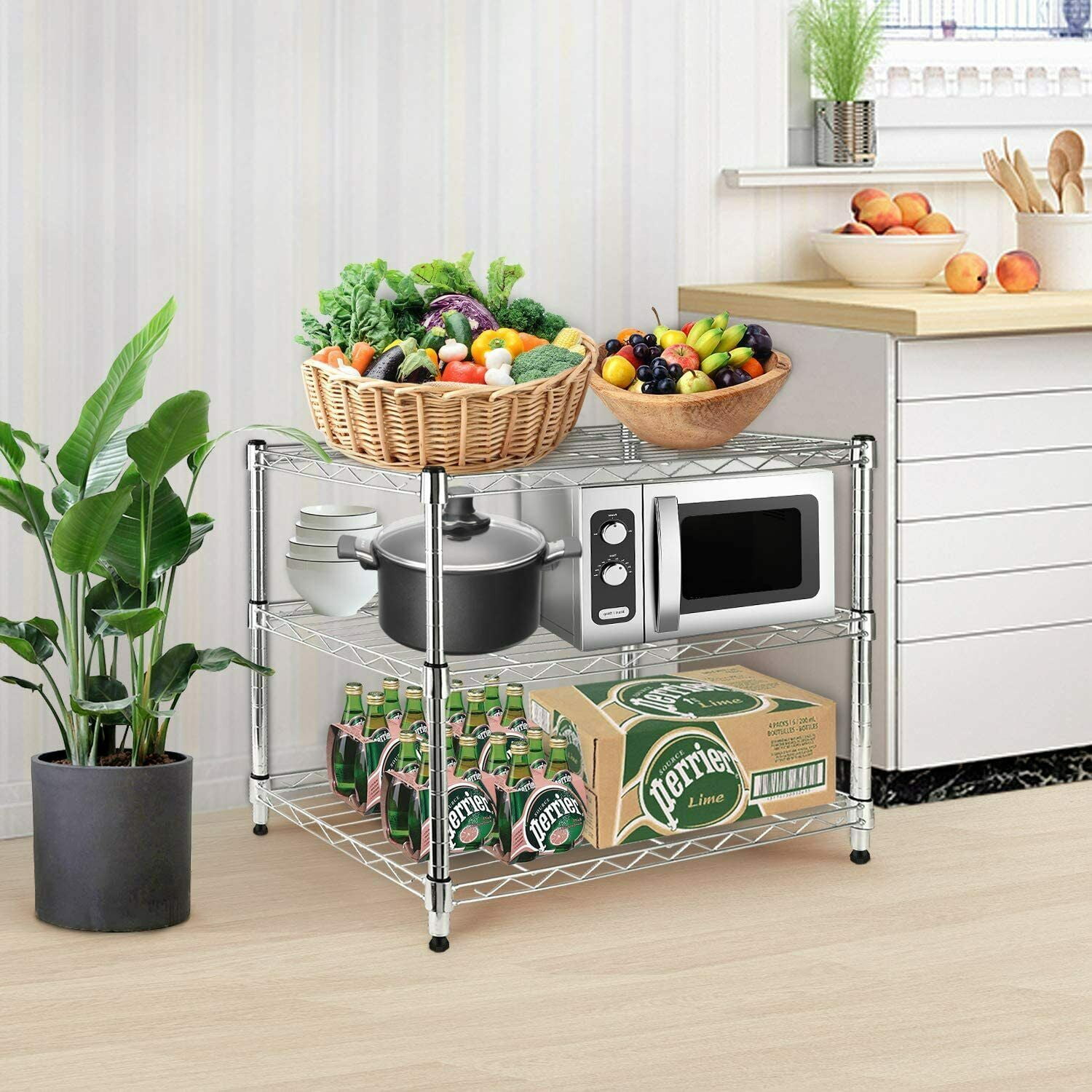 Simple Deluxe 3 Tier Storage Shelving Unit, 24" D x 14"W x 20" H