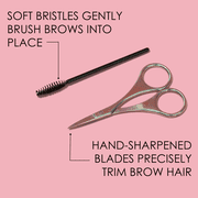 Japonesque Brow Grooming Kit, Includes Slant Tweezer, Point Tweezer, Scissors & Spoolie, 4 Piece