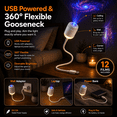 thumbnail image 5 of HD Smart Dynamic 5D Holographic Night Light Projector, Galaxy Projector Night Light with 24 Films, USB Plug and Play Star Projector with 360° Flexible Gooseneck for Bedroom Ceiling, 5 of 5