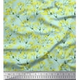 thumbnail image 1 of Soimoi Green Silk Fabric Yellow Mustard Leaves Print Fabric by the Yard 44 Inch Wide, 1 of 3