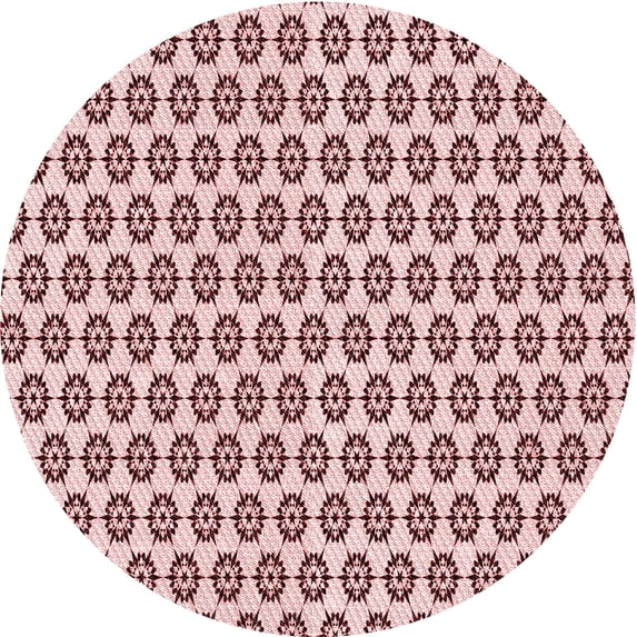 Ahgly Company Machine Washable Indoor Round Transitional Light Red Pink Area Rugs, 6' Round