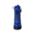 thumbnail image 2 of BLISSFUL STEP Women's Chunky Heel Zip Platform Block Combat Boots Blue 10, 2 of 8
