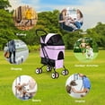 thumbnail image 4 of Costway Poussette Pliable pour Chat Chien Animaux de Compagnie Sans Installation Panier Grande Capacité Rose, 4 of 10
