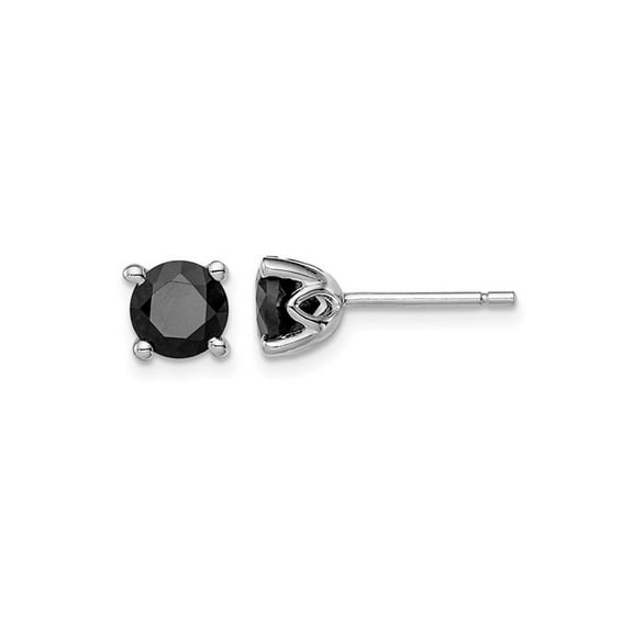 2.00 Carat (Ctw) Natural Black Sapphire Solitaire Earrings in Sterling Silver for Women