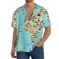 thumbnail image 3 of Fotbe World Travel Line Icons Map print Short Sleeve Button Down Shirts for Men Casual Summer Beach Wrinkle Free Shirt-Small, 3 of 7
