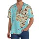 thumbnail image 1 of Fotbe World Travel Line Icons Map Camisa Estampada de Manga Corta para Hombre, Casual de Verano, Estilo Playero, Sin Arrugas-Medium, 1 of 5
