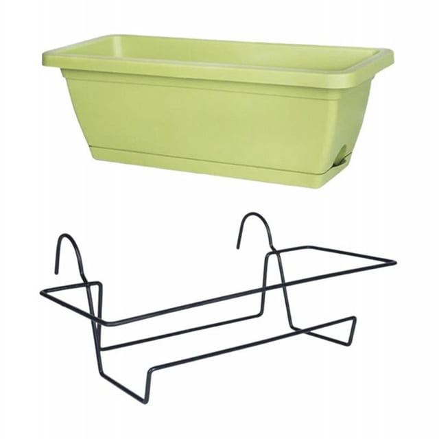 Maceta colgante para balcón con valla, 17 x 7,4 x 5,9 pulgadas, versátil para jardines. Estante negro