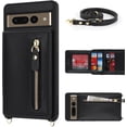 thumbnail image 3 of Google Pixel 7 Pro Phone Case with Card Holder 6.7" 5G 2022,Google Pixel 7 Pro Case for Women Men with Strap,Crossbody Lanyard Cases with Credit Card Slots with Stand Case,Black, 3 of 14