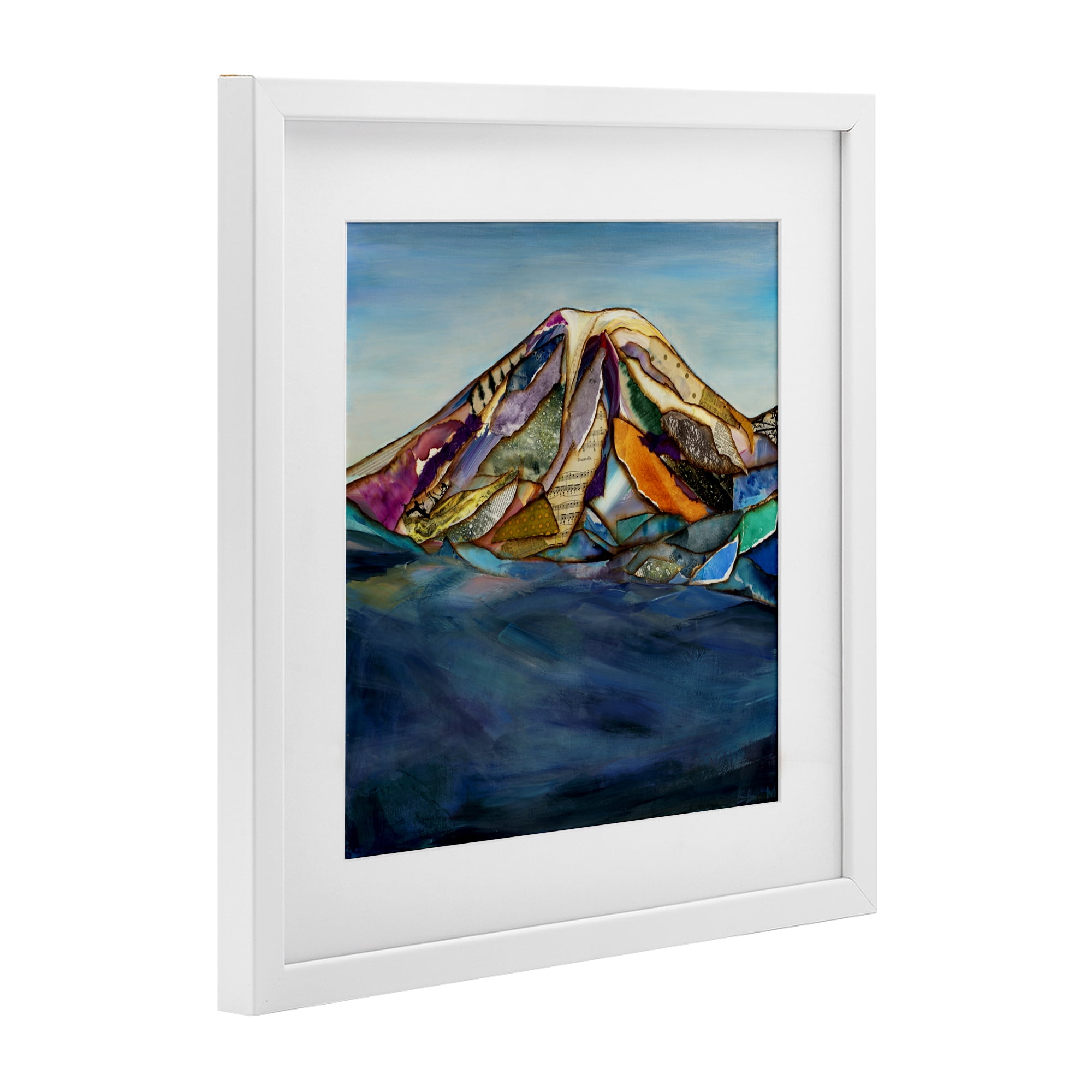 Stupell Industries Collaged Layers Mountain White Framed Print Under Glass, design by Van Horne-Borcherding