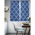thumbnail image 4 of Dark Blue Morocco Sheer Curtains 63 Inch Length 2 Panels for Living Room, Ethnic Abstract Geometric Quatrefoil Grid Voile Kitchen Curtain Set, Luxury Privacy Drapes Window Treatment for Bedroom, 4 of 7