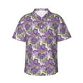 thumbnail image 2 of Xecao Violets Flowers print Hawaiian shirt - a stylish short-sleeve button-down for men, perfect for casual beach and tropical outings., 2 of 9