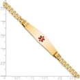 thumbnail image 4 of 14K Yellow Gold Medical Soft Diamond Shape Red Enamel Curb Link Id Bracelet (8 X 9) Made In United States xm567cc-8, 4 of 5