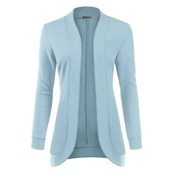 Doublju Women's Long Sleeve Open Front Duster Longline Knit Cardigans
