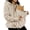 Beige, variant on Women Fuzzy Fleece Hoodie Carrier Pouch Zip Up Hooded Warm Winter Jacket Pink,Size L