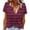 Wine, variant on Summer Tops for Women V Neck Snap Button Shirts Short Sleeve Tunic Tops Striped Floral Print Lightweight Casual Loose