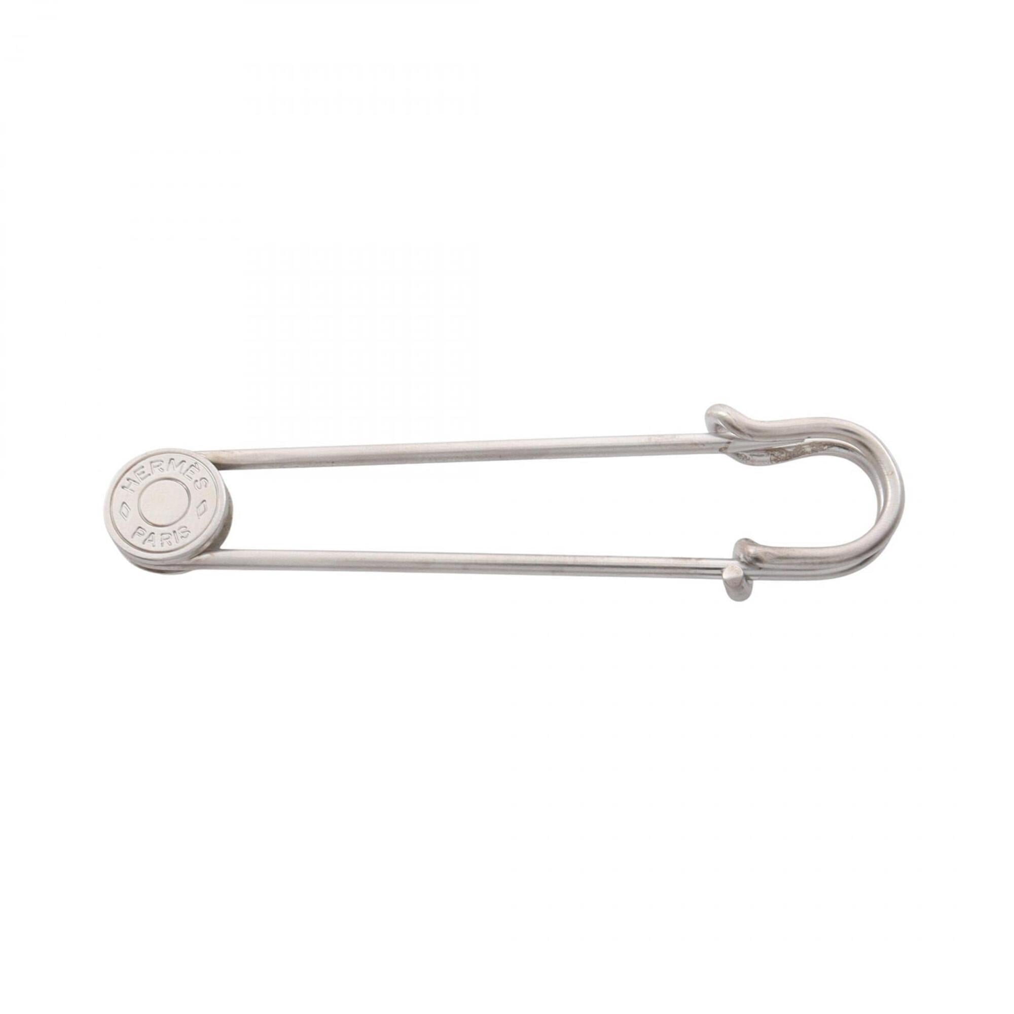 Pre-Owned Hermes HERMES Sellier Safety Pin Brooch Accessory Stainless Steel Women's Silver