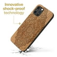 thumbnail image 3 of Case Yard Wooden Case Outside Soft TPU Silicone Slim Fit Shockproof Wood Phone Cover for Girls Boys Men and Women Supports Wireless Charging Bohemian Flower Design case for iPhone-11-Pro-Max, 3 of 7