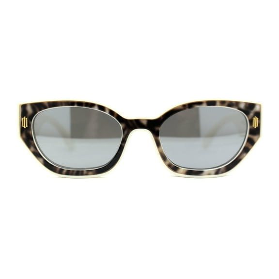 Womens Mod Square Rectangular Cat Eye Sunglasses Ivory Tortoise Black Mirror