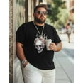 thumbnail image 5 of Men's T-Shirt Skull on Fire Short Sleeve Casual Tee Classic Crew Neck T-Shirt for Men, XL, 5 of 7