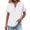 #313-White, variant on Craaazy Womens Solid Color Cotton Linen Blouse Button V-Neck Short Sleeve Casual Henley Top for Daily Wear Gifts