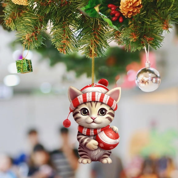 TIELUTT Cute Cat Decorations for Christmas Cute Acrylic Flat Pendants for Christmas Craft Garland Beaded Bunny Ornament Set Front Porch Christmas Decorations 12 Days of Christmas Glasses