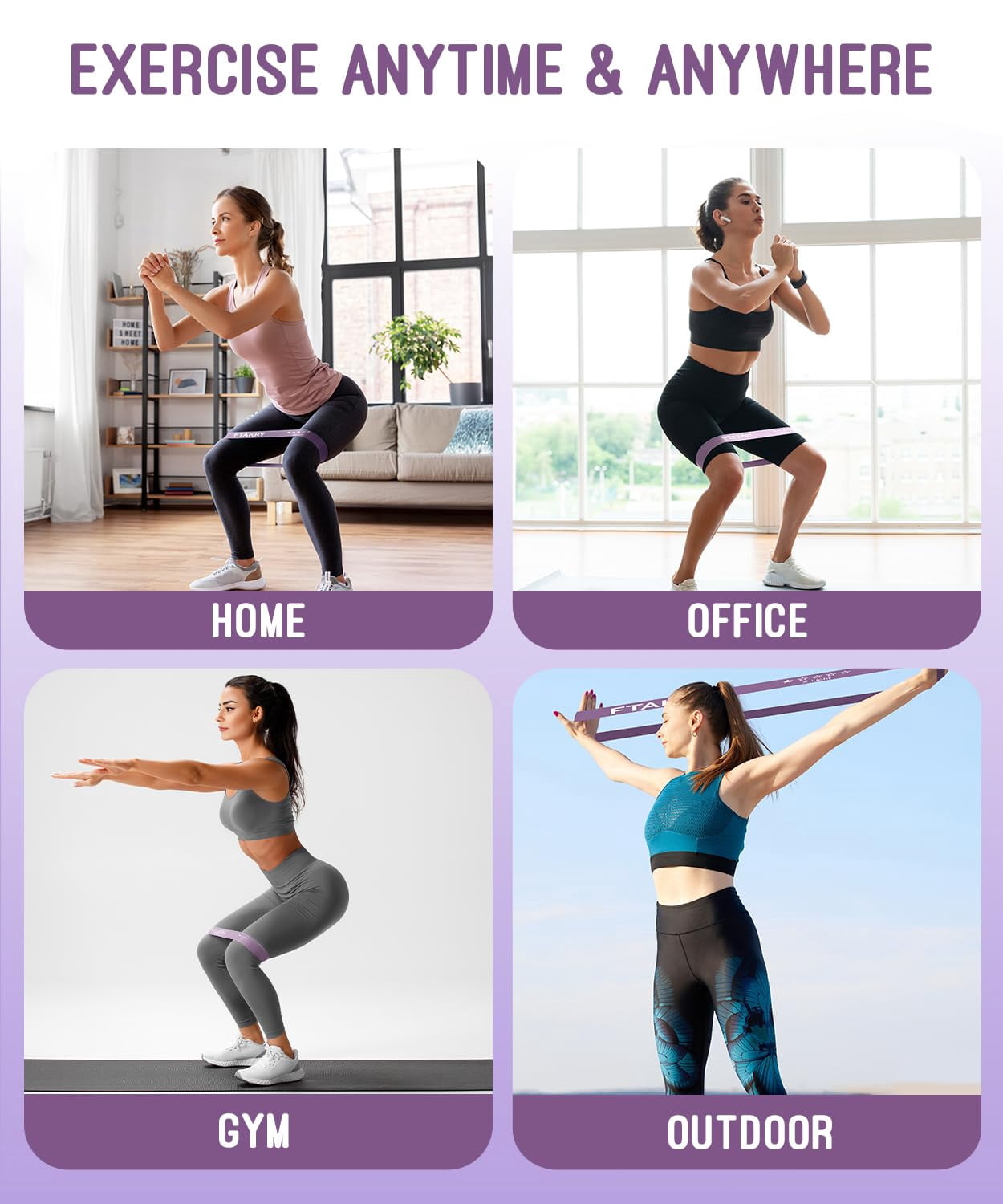 Resistance Bands for Working Out, Exercise Bands with 5 Resistance Levels, Natural Latex Resistance Bands Designed for Home Fitness, Strength Training and Flexibility Exercises
