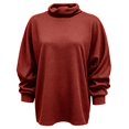 thumbnail image 5 of Women's Turtleneck Waffle Knit Sweatshirts Breathable Pullover Tops Fall Winter Casual Outfits Winter Clothing for Women (Red XS), 5 of 5