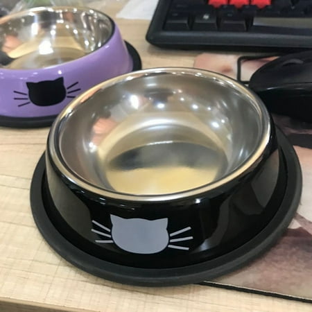 AkoaDa Cute Cat Head Printed Stainless Steel Dog Bowls Pet Food Water Drink Dishes Feeder For Cat Puppy Pet Feeder Bowls