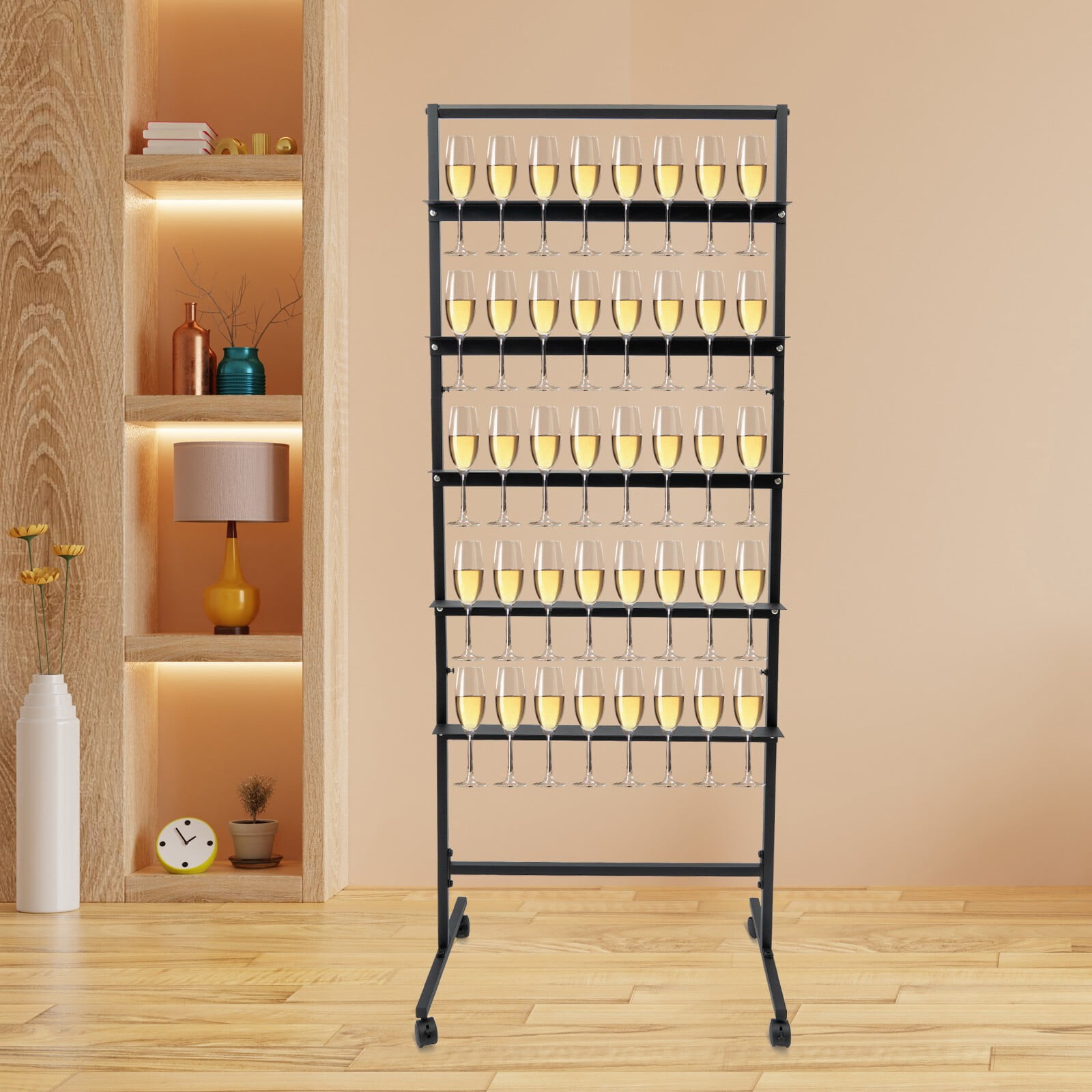 5-Tier Metal Champagne Flutes Display Stand, Champagne Wine Glass Holder for Wedding Occasions, Parties