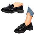 thumbnail image 3 of YLYL Women's Loafers Patent Leather Chunky Heel Lug Sole Slip on Fashion Casual Business Office Oxford Shoes, 3 of 9