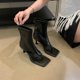 thumbnail image 5 of Botas de tacón alto negras con punta abierta para mujer, zapatos de fiesta, tacones de aguja, para baile de jazz, para calle, sandalias de verano de marca popular para mujer, 5 of 5