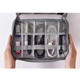 thumbnail image 4 of Bolsa organizadora de viaje para dispositivos electrónicos, cables, cargadores USB y accesorios digitales en color azul oscuro, tamaño 24.5x18x10 cm, material de poliéster., 4 of 6