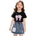 thumbnail image 3 of Tiijoy Girls Short Sleeve Outfits Casual Flower Bow Graphic Tee Shorts Set, Sizes 2-3, 3 of 4